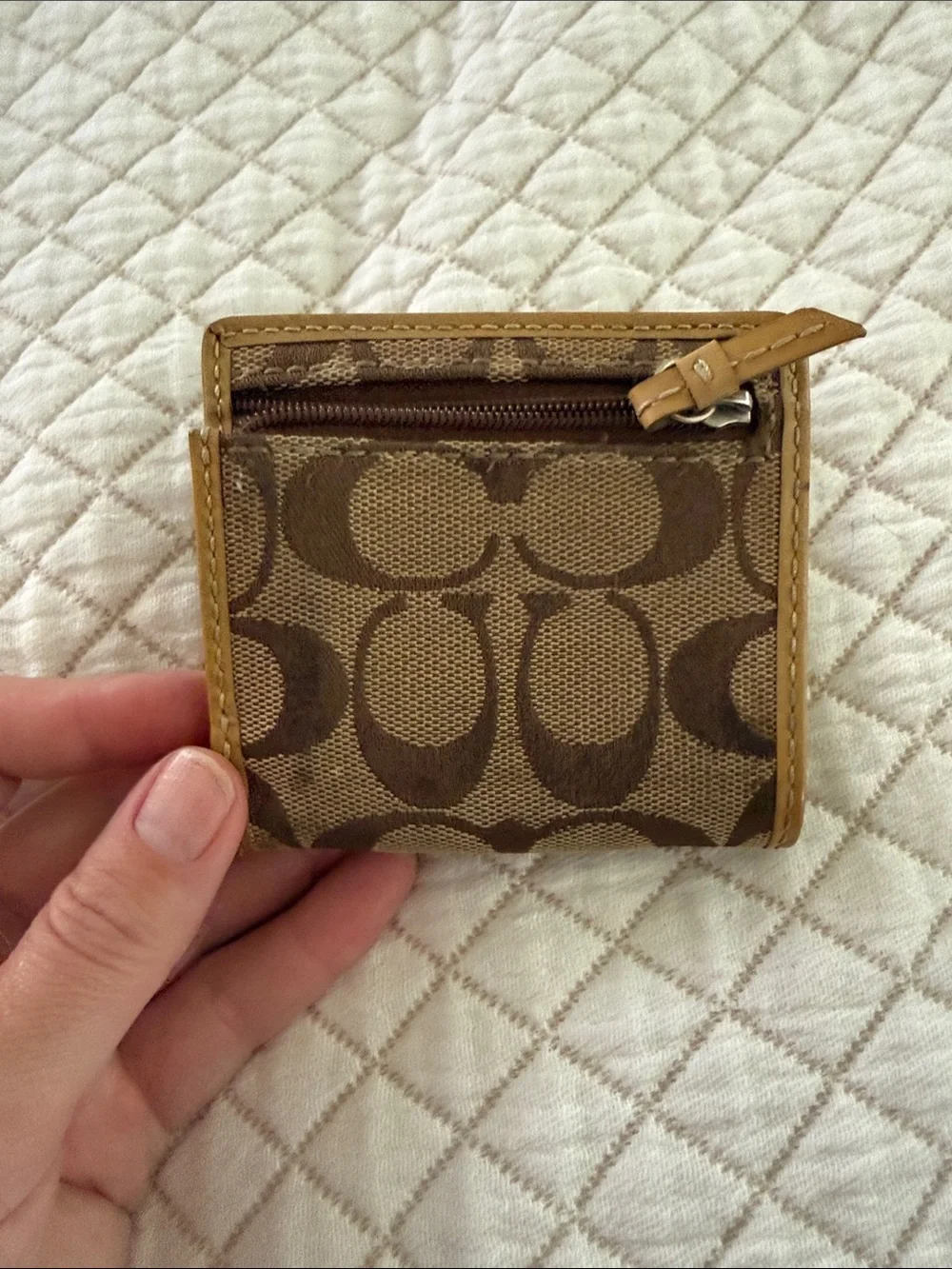 Coach Brown and Tan Signature Card Holder